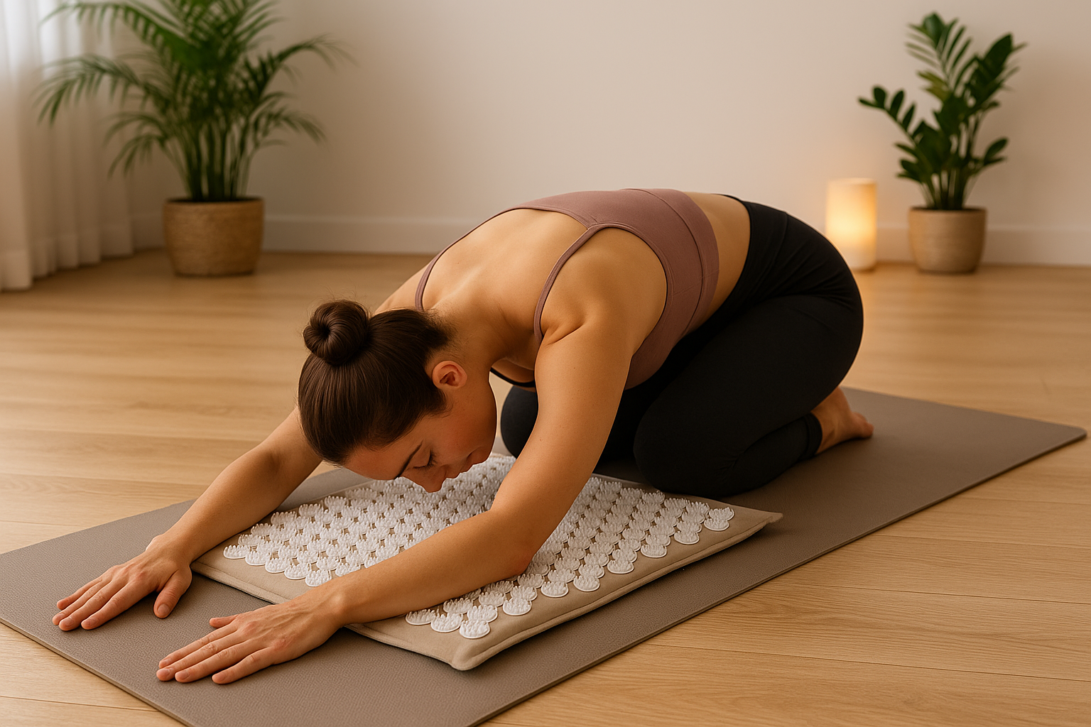 Hero image showcasing acupressure yoga mat in use during yoga session